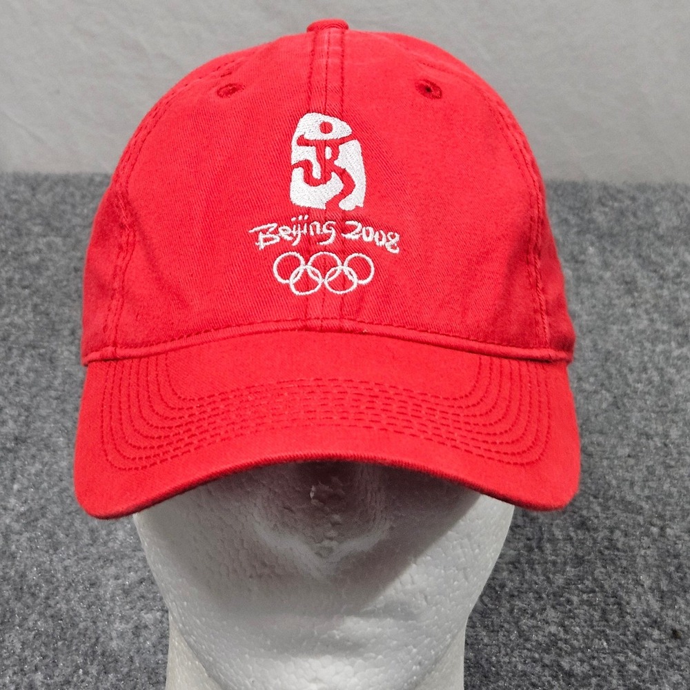 Beijing 2008 Olympics Hat Red Cap Adjustable Official Merch Collectible Archive